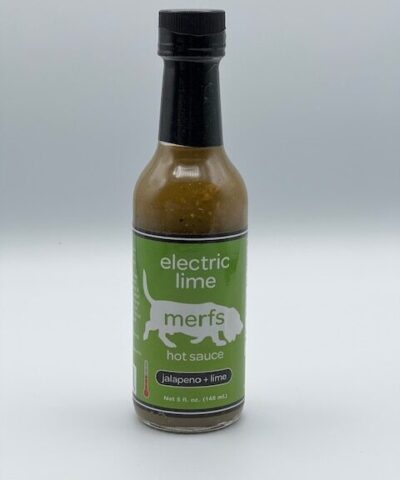 Bottle of Merfs Hot Sauce: Electric Lime