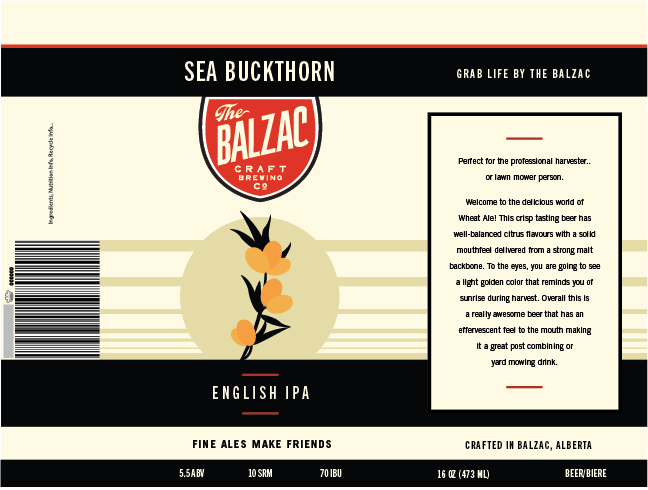 BCBC Sea Buckthorn English IPA Beer Label