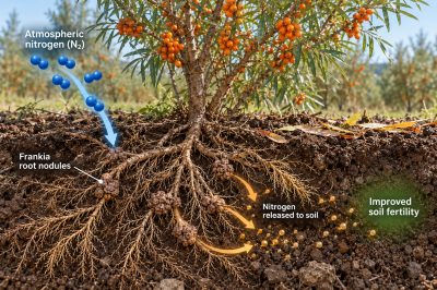 Fixation de l’azote chez l’argousier – Comment les bactéries bénéfiques améliorent la fertilité du sol